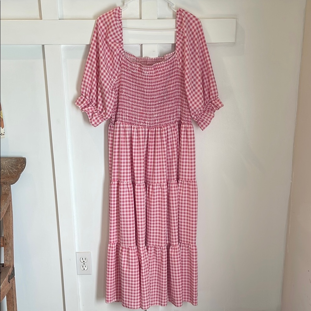 Pink Gingham Maxi Dress